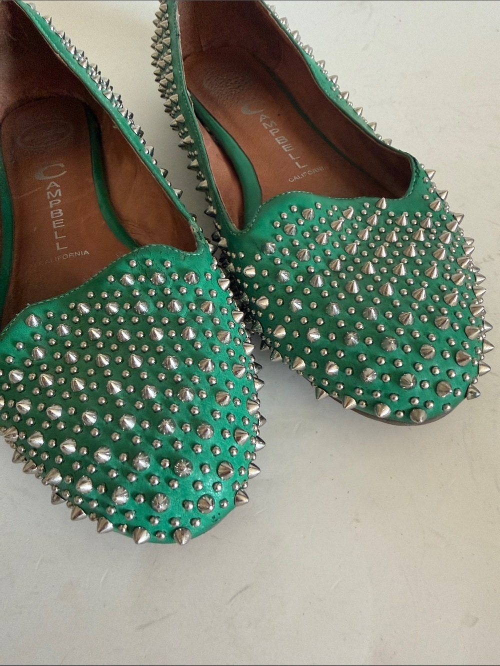Jeffrey Campbell Green Studded Pointed Toe Flats - Picture 3 of 10
